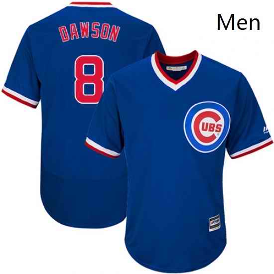 Mens Majestic Chicago Cubs 8 Andre Dawson Royal Blue Flexbase Authentic Collection Cooperstown MLB Jersey